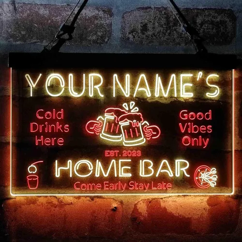 Miniatura 2 de ADVPRO personalizado: tu nombre personalizado para el bar de casa, año de fundación, letrero de neón LED de dos colores rojo y amarillo, 16 x 12
