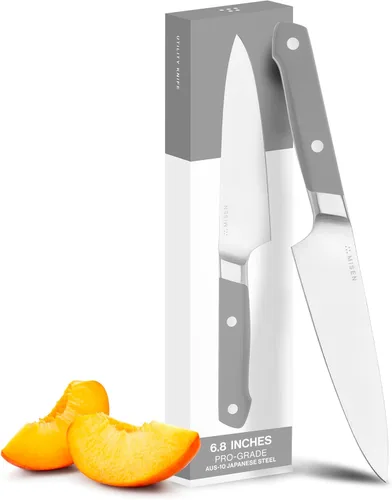 Miniatura 18 de Misen - Cuchillo utilitario de 5.5 pulgadas – Acero inoxidable AUS-10 japonés de alto carbono – Hoja híbrida alemana y japonesa – Cuchillo de cocina