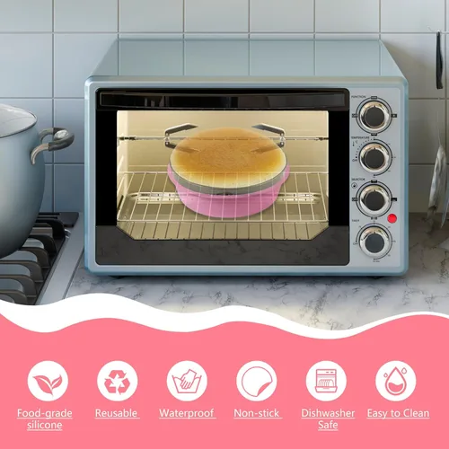 Miniatura 2 de 4 piezas de bandeja de baño de agua para tartas de queso, protector de molde de silicona desmontable con espátula de liberación de pasteles
