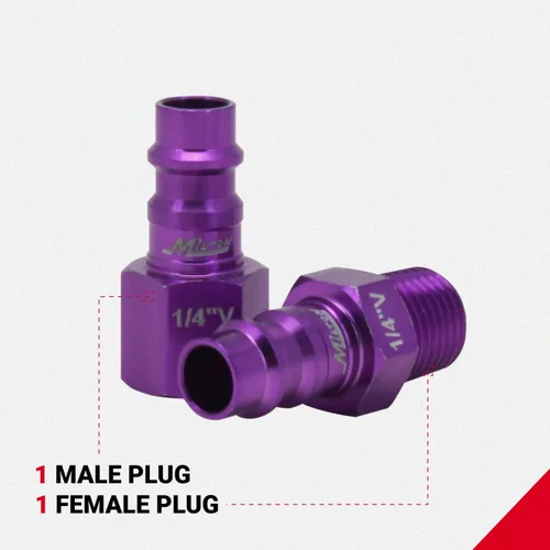 Miniatura 4 de Milton S-303VKIT HIGHFLOWPRO Kit Acoplador y Enchufe Estilo V 1/4 NPT Púrpura - 3 Piezas