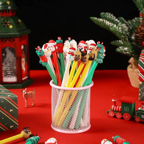 Miniatura 7 de 36 herramientas de escritura de tinta de gel de Navidad a granel, personajes divertidos de dibujos animados, Papá Noel, muñeco de nieve, árbol