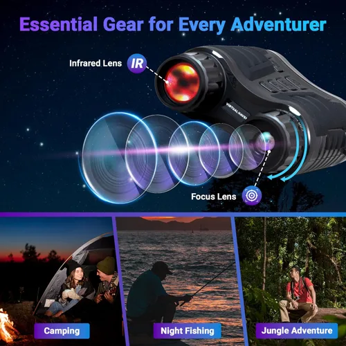 Miniatura 5 de Prismáticos de visión nocturna Pro mejorados, gafas de visión nocturna Ultra 4K con zoom digital 8X, pantalla de 3.2 pulgadas, tarjeta SD de 32 GB