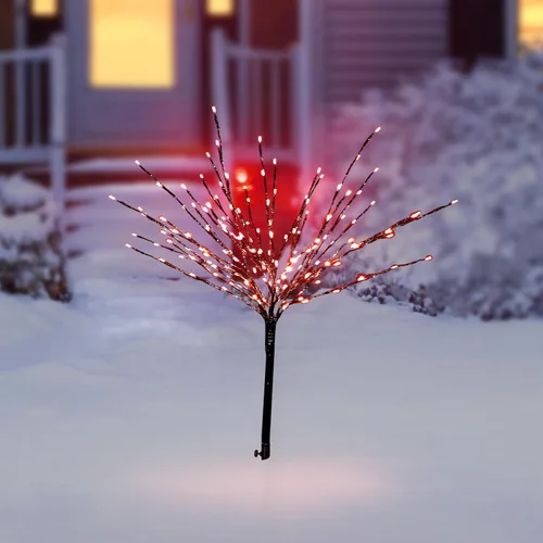 Miniatura 14 de Alpine Corporation Estaca metálica para árbol de 39 pulgadas de alto para interiores y exteriores, decoración navideña con luces LED verdes