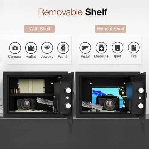 Miniatura 4 de Goldenkey Caja fuerte clásica grande de 1.6 pies cúbicos con puerto de carga, caja fuerte digital de acero con estante, se adapta a laptop, joyas