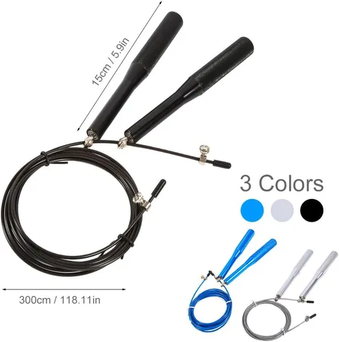 Miniatura 4 de Cuerda ajustable de acero 360 de alta velocidad de 9.8 pies, asas antideslizantes, ligera, 6.17 oz de rotación suave para entrenamiento de fitness