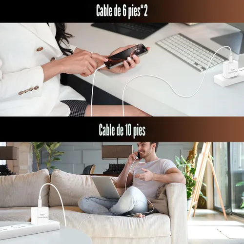 Miniatura 7 de Cargador para iPhone 17 16 Pro Max de carga rápida, cargadores USB C súper rápidos de 45 W para iPhone 16 (6 pies+6 pies + 10 pies) tipo C con Blanco