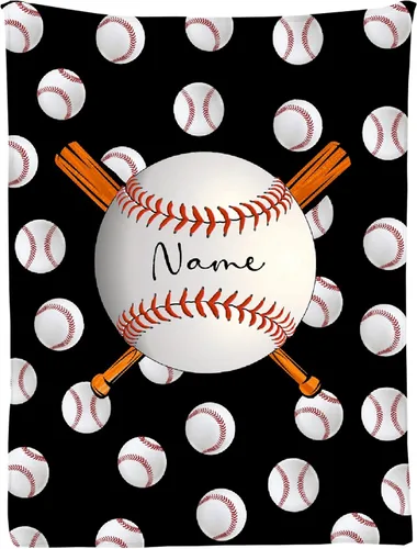 Miniatura 32 de Manta personalizada de béisbol para sofá, manta personalizada con nombre, manta ligera de felpa mullida de 60 x 50 pulgadas, para adolescentes