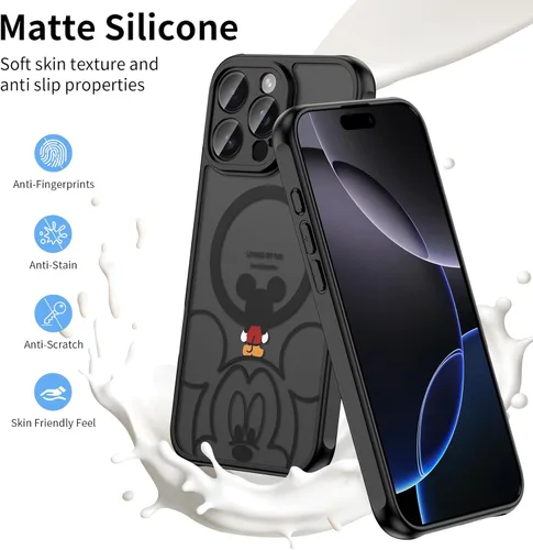 Miniatura 2 de Funda para iPhone 16 Pro Max [Compatible con MagSafe], diseño bonito, magnético, negro translúcido, mate, con borde de TPU suave y parte trasera