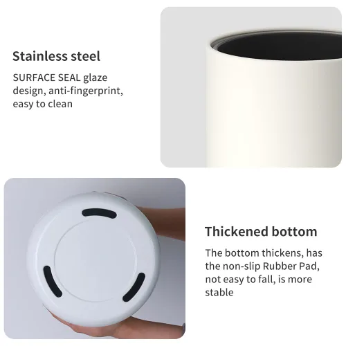 Miniatura 2 de Cubo de basura pequeño de 8 litros/2.1 galones para cuarto de servicio, cubo de basura blanco grande abierto con doble barril para dormitorio
