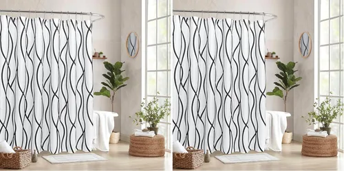 Miniatura 34 de Biscaynebay Cortina de baño de tejido texturizado con estampado dinámico Gris Plata