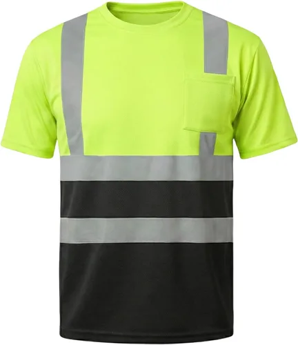 Miniatura 11 de HYCOPROT Hi Vis - Camisas de seguridad de manga corta de alta visibilidad, camisa reflectante para hombres y mujeres, camiseta de construcción