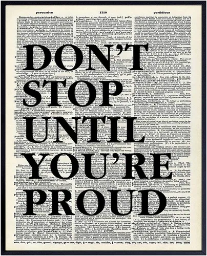 Motivacional Arte del Diccionario No Te Detengas, Decoración de Pared - Imagen en Cartel de 8x10 Reciclado para la Oficina, Apartamento, Sala de