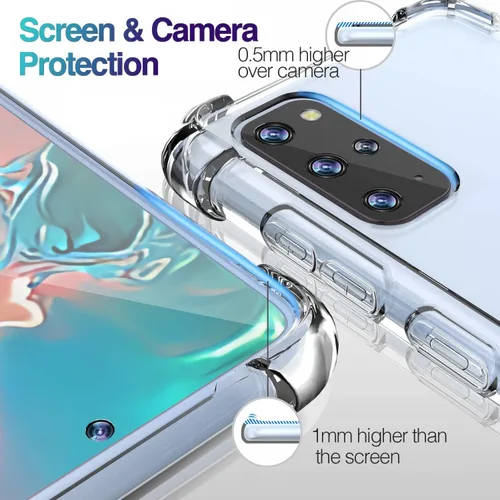 Miniatura 4 de KIOMY Funda transparente para Samsung Galaxy S20 Plus 5G Hybrid Hard PC Back con TPU suave parachoques [protección contra caídas de grado militar] a