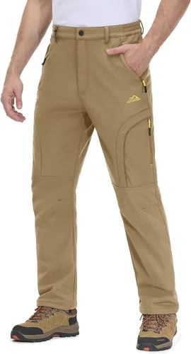 Miniatura 2 de MAGCOMSEN Men's Winter Pants 5 Zip Pockets Snow Ski Pants Fleece Lined Water Resistant Hiking Pants
