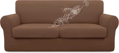Miniatura 63 de Easy-Going Funda de sofá 100% impermeable doble de 3 piezas, elástica, suave, para perros, para sofá de 2 cojines separados, protector de muebles a