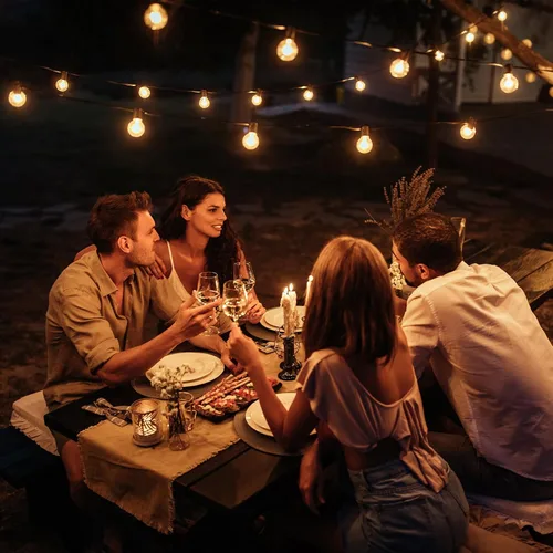 Miniatura 8 de Cadena de luces para exteriores de 150 pies, luces de tira G40 con 75+3 bombillas para exteriores - 2700K Blanco cálido, vida útil de 25000 horas