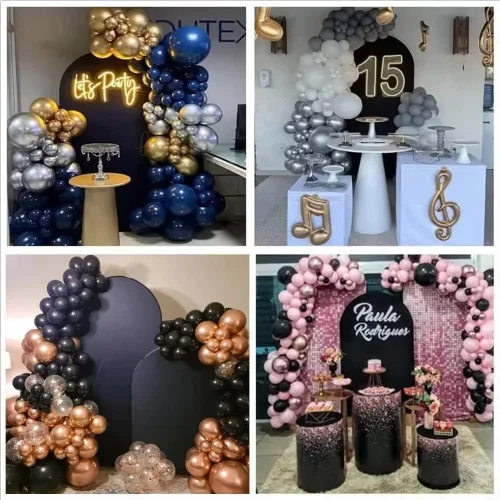Miniatura 5 de Cubierta de telón de fondo de arco negro para decoración de fiesta de cumpleaños, cubierta de telón de fondo de arco de Chiara, accesorios de NO-286