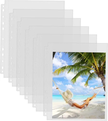 Sooez Paquete de 30 fundas de fotos resistentes para carpetas de 3 anillos (para 60 imágenes), fundas de archivo transparentes, 8 x 10 y 8.5 x 11