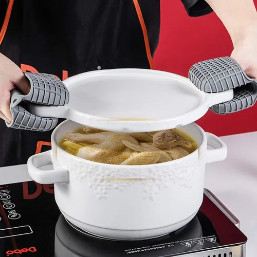 Miniatura 4 de Juego de mini guantes de horno de silicona, guantes de horno con aislamiento térmico, guantes de horno para cocinar y hornear, proteger los dedos