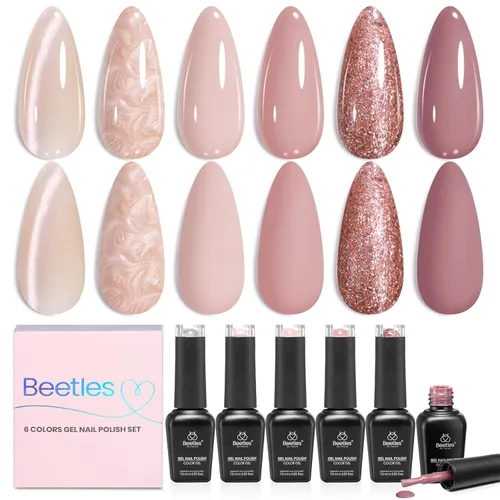Miniatura 22 de Beetles - Esmalte de uñas de gel pastel, 6 colores, esmalte de gel macarrón, rosa claro, azul, verde, amarillo, morado, uñas suaves para todas