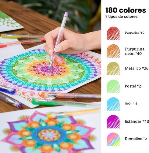 Miniatura 3 de Paquete de 360 bolígrafos de gel de 180 colores distintos, de Shuttle Art, más 180 recambios, perfecto para los libros de colorear para adultos