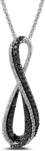 Collar de plata fina con colgante del símbolo del infinito, con diamantes blancos y negros (13 de peso total de quilates), 18 pulgadas.