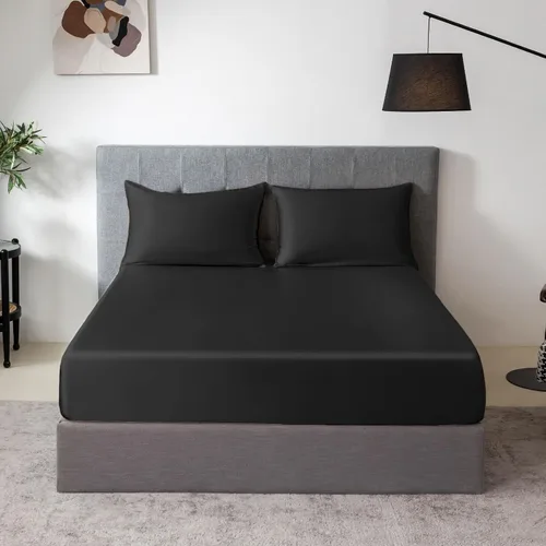 THXSILK Juego de sábanas bajeras de 100% seda de morera, 3 piezas de seda 7A+, transpirable, suave, sábana bajera de 16 pulgadas de profundidad, 2