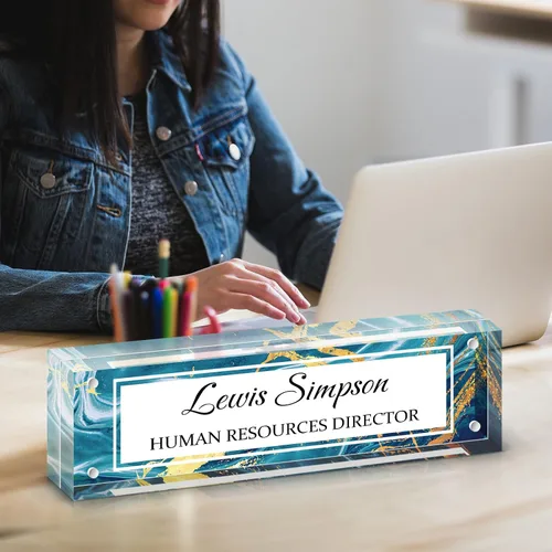 Miniatura 5 de Placa de Nombre para Escritorio, Placa de Nombre con Patrón de Doble Cara para Escritorio, Decoración de Escritorio de Oficina Personalizada