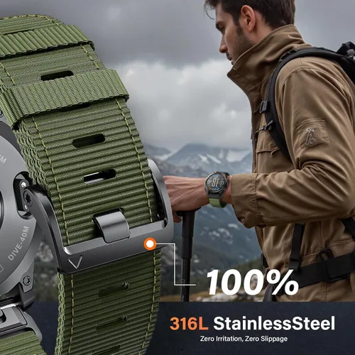 Miniatura 3 de Compatible con Garmin Fenix 6 Watch Band para Fenix 8 1.850 in/8 Pro 1.850 in/Fenix 7/Fenix 6 Pro/5/5 plus, 0.866 in Quickfit Correa de reloj Verde