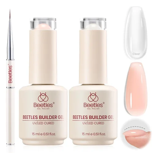Miniatura 14 de Beetles Gel Constructor para Uñas, 3 Piezas de Gel Constructor de Uñas Transparente con Base y Capa Superior para Fortalecimiento de Uñas