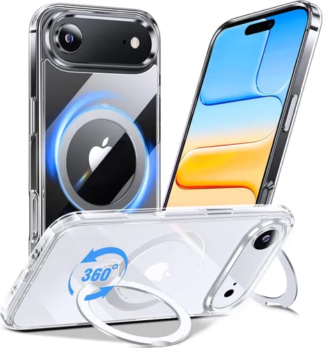Miniatura 13 de Anqrp Funda transparente con función atril magnética con junta tórica para iPhone 12/12 Pro, compatible con Mag-Safe, de grado militar, reforzada
