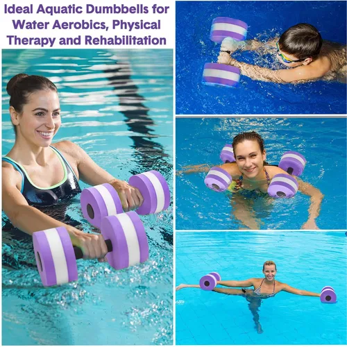 Miniatura 5 de Juego de 5 ejercicios acuáticos para piscina, incluye 2 mancuernas ligeras de agua, 2 pesas de natación de tobillo y cinturón de natación