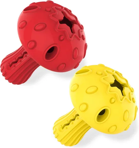SCHITEC Juguete masticable para perros grandes y medianos, juguete dispensador de golosinas de goma para masticadores agresivos, alimentador lento