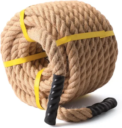 Cuerda de yute de 3/4 pulgadas × 50 pies, material natural, cuerda de yute resistente trenzada para manualidades en interiores y exteriores,