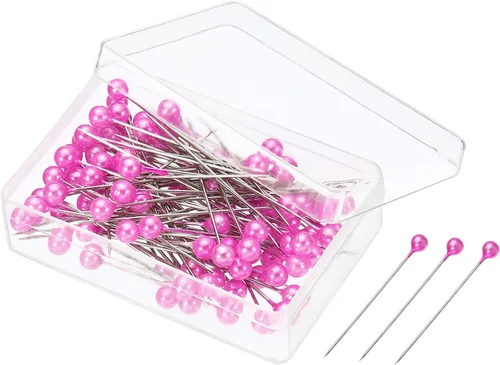 Miniatura 8 de PATIKIL Alfileres de costura perlados, 1 juego de agujas de cabeza de bola de acero inoxidable para decoración de modista, color azul