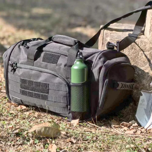 Miniatura 6 de APRlLBAY - Bolsa de lona militar de gran capacidad de 43 litros, bolsa táctica de gimnasiofin de semana para hombres y mujeres (negro azabache)