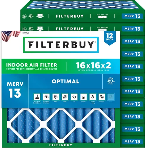 Miniatura 40 de Filterbuy Filtro de aire de 8 x 14 x 1 pulgadas MERV 13 de defensa óptima (paquete de 12), filtros de aire de repuesto plisados HVAC para calderas