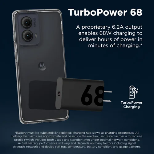 Miniatura 4 de Motorola TurboPower - Cargador de pared USB-C de 68 W + cable de 3.3 pies de 6.5 amperios, más rápido para Moto G Stylus (2025), Motorola Razr+