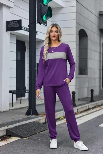 Miniatura 3 de HOTOUCH Conjunto de dos piezas para mujer, de manga larga, cuello redondo, sin botones y pantalones largos, sudadera de moda 2023