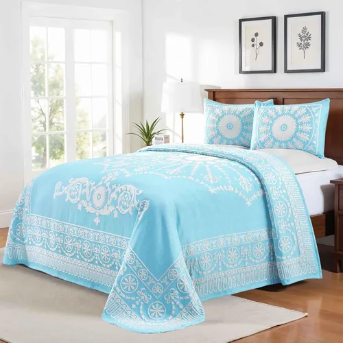 Miniatura 17 de Superior Juego de colcha de mezcla de algodón de 3 piezas, manta ligera, 2 fundas de almohada a juego, ropa de cama a medida, dormitorio Berry Red