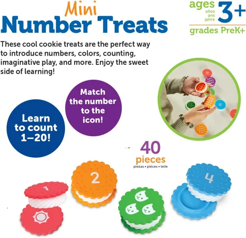 Miniatura 5 de Learning Resources Mini Delicias Numéricas, Reconocimiento de Números, Habilidades de Conteo, Juguetes de Galletas, Habilidades Motoras Finas
