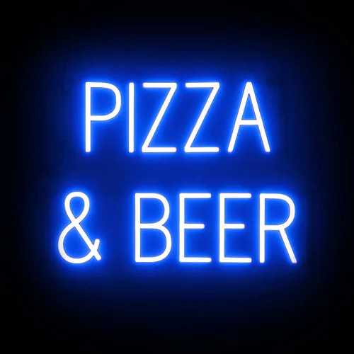 Miniatura 45 de SpellBrite Cartel PIZZA Letrero relacionado con pizza con aspecto de neón, fuente de luz LED azul 17.6 x 6.3 pulgadas