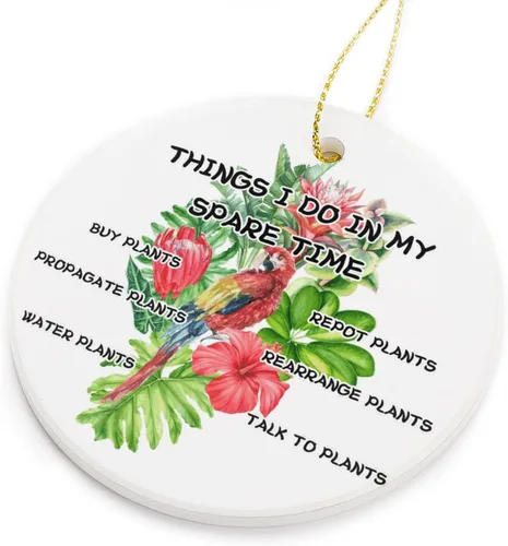 Miniatura 3 de Adornos de plantas para árbol de Navidad, decoración de Navidad de señora de plantas locas, bonitos y divertidos adornos de cerámica para amantes