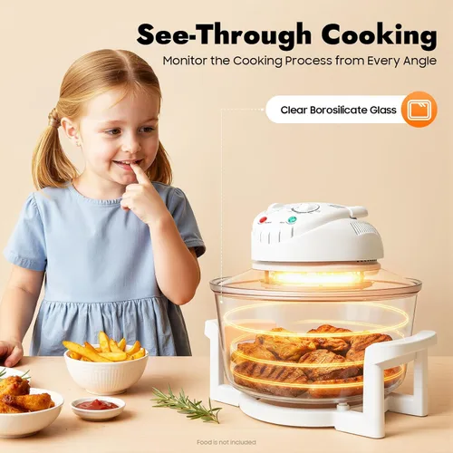 Miniatura 5 de Freidora de aire de vidrio, horno freidora de aire extra grande de 17.96 cuartos de galón – Cocina halógena turbo de tamaño familiar 4 en 1