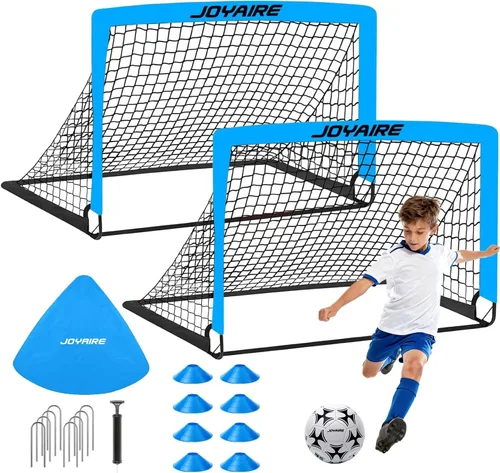 Portería de fútbol para niños de nivel profesional en el patio trasero, red de fútbol de poliéster de 5 capas resistente a desgarros y postes de 10