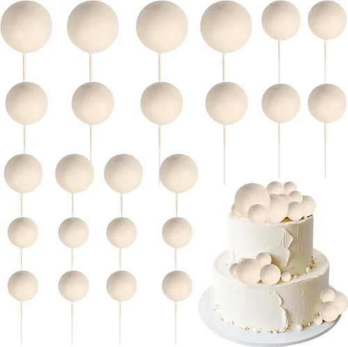 Miniatura 10 de 24 piezas de adornos para pastel con bolas, adornos para cupcakes, bolas de espuma con forma de pastel, púas de pastel con forma de bola, globos