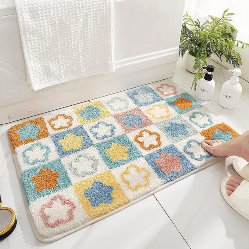 Alfombra de baño extra absorbente, antideslizante, de felpa gruesa, lavable a máquina, para dormitorio, bañera y sala de estar (24 x 16 pulgadas,