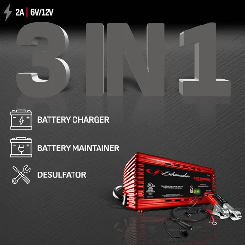 Miniatura 2 de Schumacher Electric 2A Cargador y Mantenedor de Batería de Auto, Solución 3-en-1, para Baterías de 6V/12V para Deportes Acuáticos, Automotrices