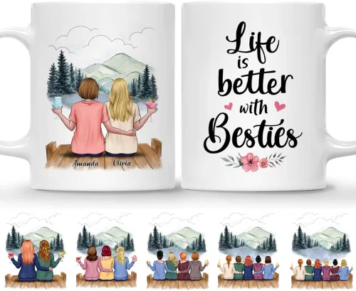 Gossby Taza de café personalizada para mejor amiga, regalo personalizado para mejor amiga con diseño, nombre, Navidad, cumpleaños, regalo de amistad