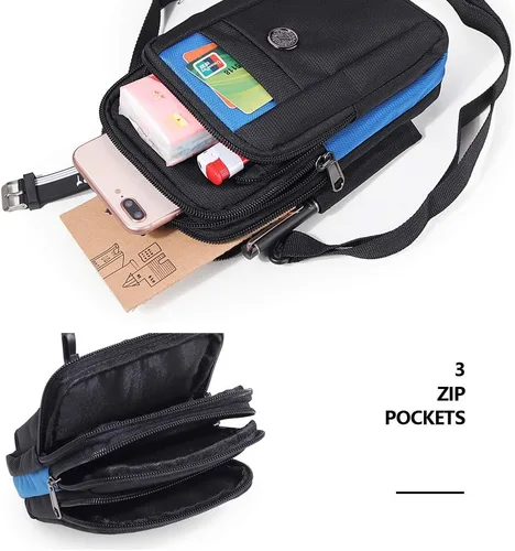 Miniatura 5 de Senient Wolf - Bolsa cruzada multifuncional de nailon impermeable para teléfono, pequeña bolsa de cintura de un hombro, cartera para pasaporte